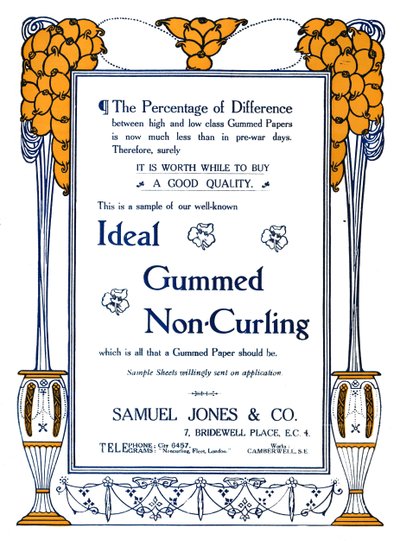 Samuel Jones & Co. - Ideel Gummed Non-Curling Annonce, 1919 af Samuel Jones