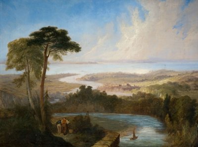 Panoramaudsigt over Severn-mundingen, begyndelsen af midten af det 19. århundrede. af Samuel Lines