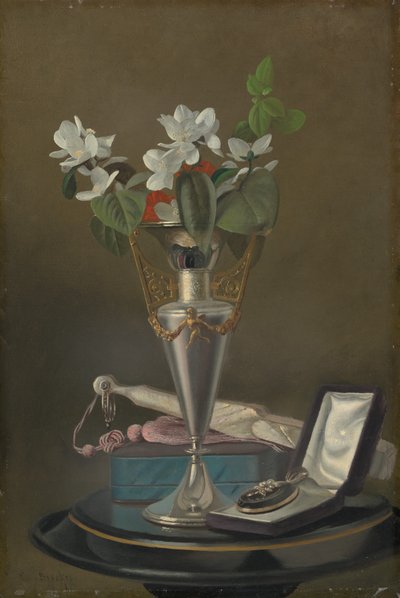 Stilleben med ventilator og vedhæng, ca. 18651875. af Samuel Marsdon Brookes