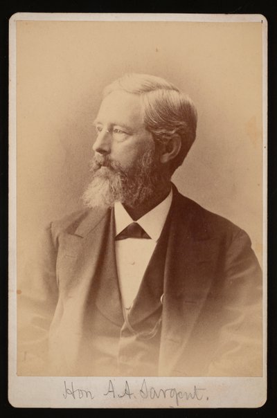 Portræt af Aaron Augustus Sargent 1827-1887, mellem 1876 og 1880. af Samuel Montague Fassett