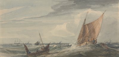 Skibe på et stormfuldt hav af Samuel Owen