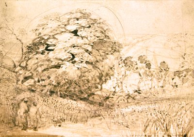 En sti gennem en kornmark, ca. 1832-33 (akvarel på papir) af Samuel Palmer