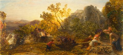 Harvest in the Vineyard, 1859 (wc, gouache og gummi arabicum på papir) af Samuel Palmer