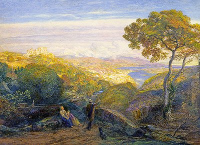Landskab (olie på lærred) af Samuel Palmer