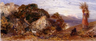 Rising Moon (kropsfarve, blyant og akvarel) af Samuel Palmer