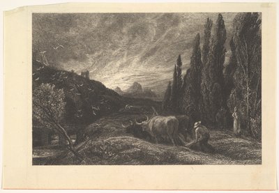 Den tidlige plovmand, 1861. af Samuel Palmer