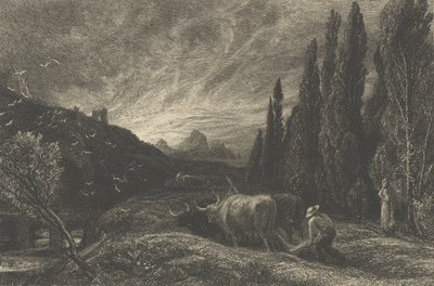 The Early Ploughman, eller The Morning Spread Upon the Mountains, før 1861. af Samuel Palmer