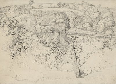 The Primitive Cottage, Shoreham (pen, blæk og vask på papir) af Samuel Palmer