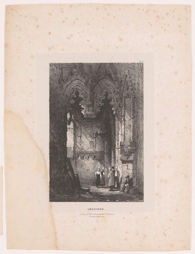 Interiør af en kirke i Louviers Louviers (titel på objekt) Interiør (serietitel) Interiør (serietitel) af Samuel Prout (attributed to)