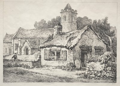 En række gamle bygninger og landlige hytter i det nordlige England: Ayton af Samuel Prout
