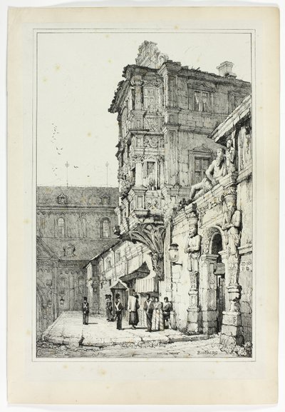 Ancien Palais, Bamberg, fra faksimiler af skitser lavet i Flandern og Tyskland af Samuel Prout