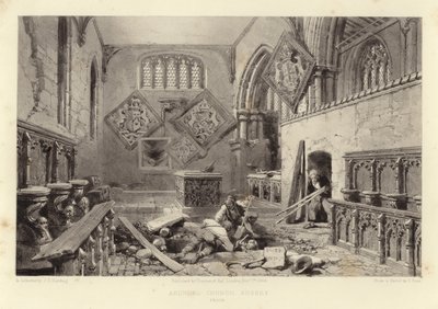 Arundel Kirke (lithotint) af Samuel Prout