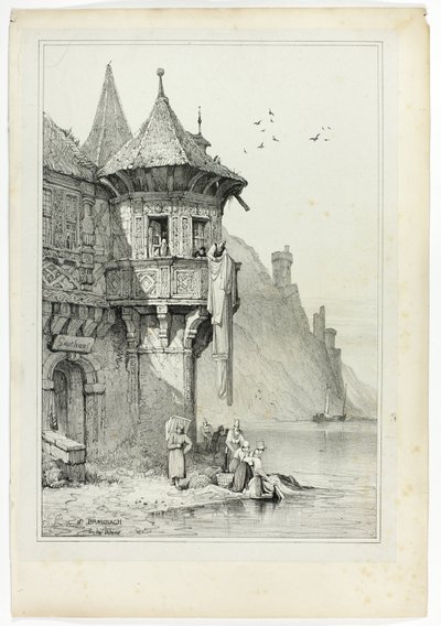 Ved Braubach ved Rhinen af Samuel Prout