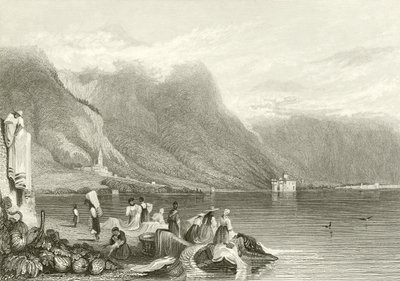 Chillon-slottet, Genevesøen, Schweiz af Samuel Prout