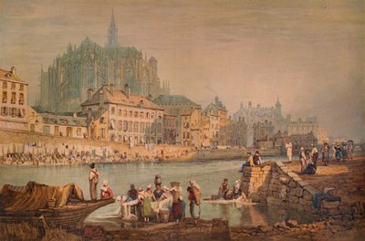 Cathedral Town on a River, c1825 af Samuel Prout