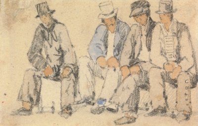 Gruppe på fire siddende mænd af Samuel Prout