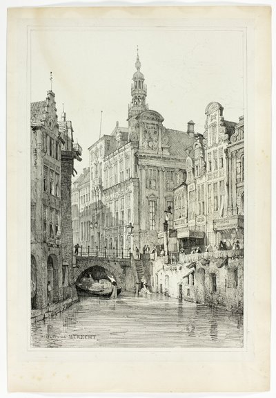 Hotel de Ville, Utrecht, fra faksimiler af skitser lavet i Flandern og Tyskland af Samuel Prout