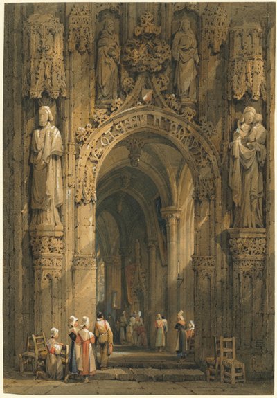 Interiør i en katedral af Samuel Prout