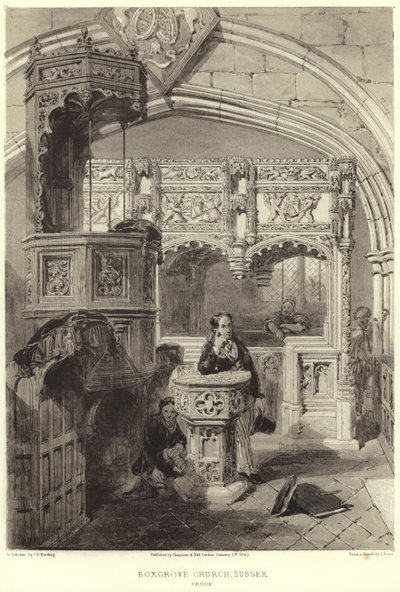Interiør af kirken St. Mary og St. Blaise af Samuel Prout