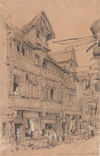 Den gamle gade i Lisieux, ca. 1820 (akvarel på papir) af Samuel Prout