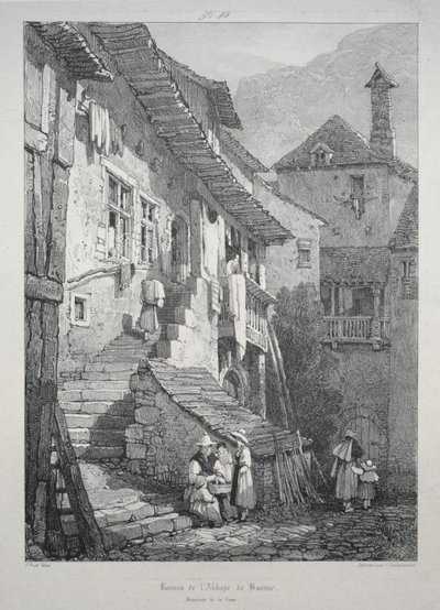 Ruinerne af Abbey of Baume. Rettens indre af Samuel Prout