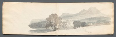 Skitsebog: Eildon Hills, 1814. af Samuel Prout