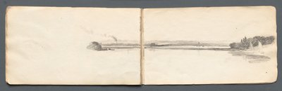 Skitsebog: Landskab med sejlbåde, 1814. af Samuel Prout