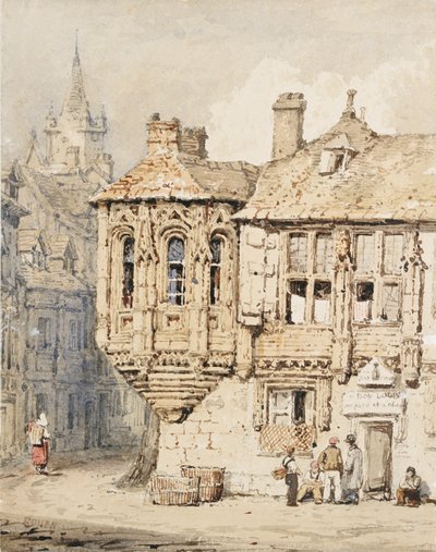 Gadescene i Rouen, begyndelsen af det 19. århundrede af Samuel Prout