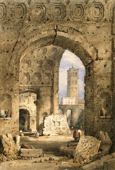 Fred Temple, Roman Forum (akvarel og gouache på off-white papir) af Samuel Prout