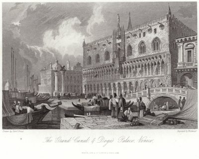 Canal Grande og Dogepaladset af Samuel Prout
