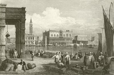 Canal Grande og Dogepaladset, Venedig af Samuel Prout