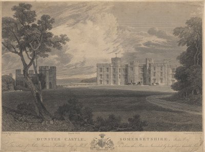South West View af Dunster Castle, Somersetshire af Samuel Rawle