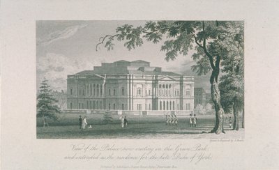 Udsigt over York House og Green Park, ca. 1800 af Samuel Rawle