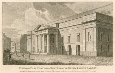 Udsigt over østfronten af det nye Theatre Royal, Covent Garden, London af Samuel Rawle