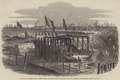 Hans Kongelige Højhed Prins Albert lægger den første sten af havnen i Great Grimsby onsdag af Samuel Read