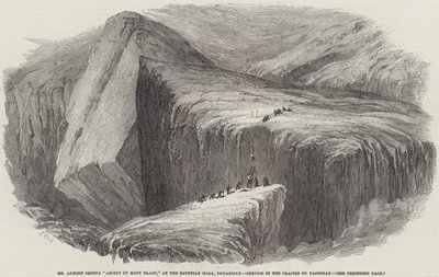 Albert Smiths bestigning af Mont Blanc, i Egyptian Hall, Piccadilly, Kløft i Glacier du Tacconay af Samuel Read