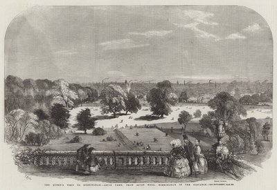 Dronningens besøg i Birmingham, Aston Park, fra Aston Hall, Birmingham i afstanden af Samuel Read