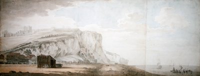 Dover Castle og Cliffs from the Shore (blyant, pen & blæk og akvarel på papir) af Samuel Scott