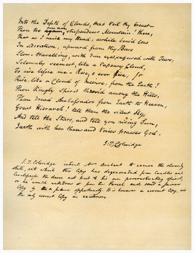 Hymn before Sunrise in the Vale of Chamouny, første gang trykt i 1802. af Samuel Taylor Coleridge