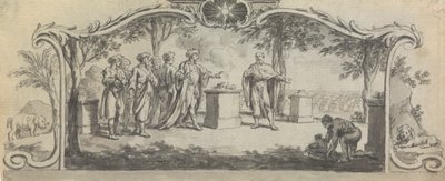 Design til en bogillustration: ? Et offer før en kamp af Samuel Wale