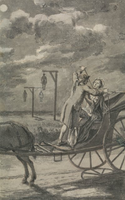 Murder in the Carriage (sandsynligvis et design til Tyburn Chronicle) af Samuel Wale