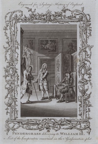 Pendergrass leverer til William III en liste over de sammensvorne, der er involveret i attentatkomplottet af Samuel Wale