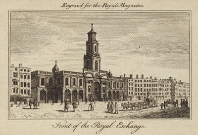 Forsiden af Royal Exchange i City of London af Samuel Wale