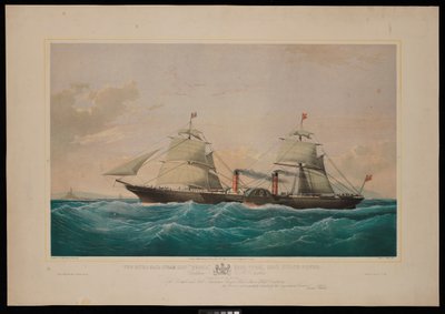 Royal Mail-dampskibet Persia... Kaptajn C H E Jodkins (Inward Bound, off the Skerries) Til det britiske og nordamerikanske Royal Mail Steam Packet Company er dette tryk meget respektfuldt dedikeret (litografi, farvelagt) af Samuel Walters