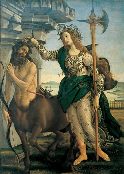 Pallas (Athena eller Minerva) og Kentauren af ​​Sandro Botticelli (1445-1510), omkring 1482 - Firenze, Uffizi-galleriet. af Sandro Botticelli