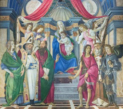 Madonna og Child troner med helgener af Sandro Botticelli