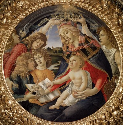 Madonna fra Magnificat eller Jomfru med barn og fem engle (tempera på træ af Sandro Botticelli