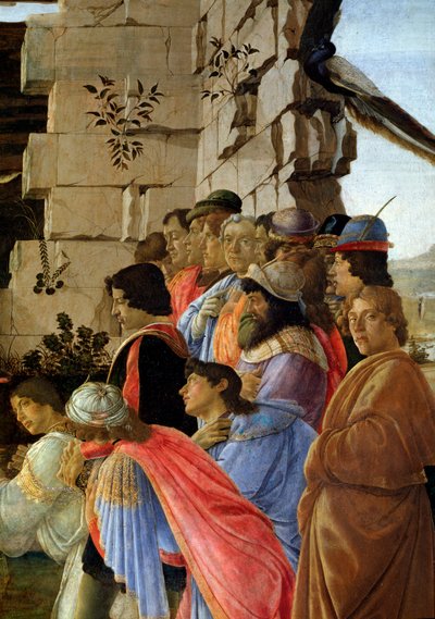 Magiernes tilbedelse, detalje af selvportrættet til højre (tempera på træ af Sandro Botticelli