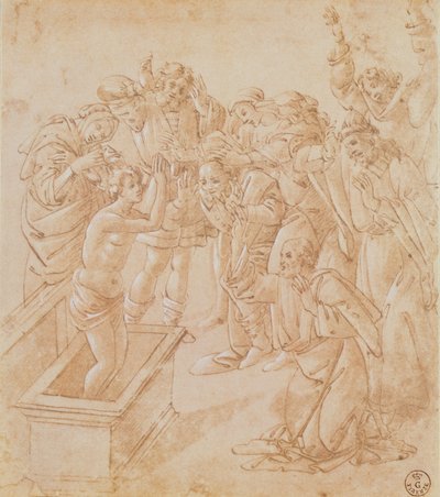 The Raising of Lazarus (pen og blæk med gouache) af Sandro Botticelli