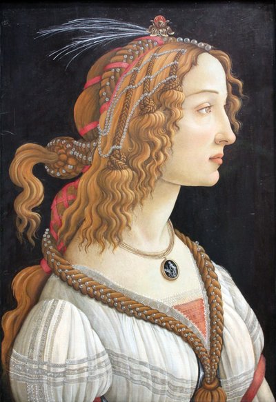 Idealiseret portræt af en dame (Portræt af Simonetta Vespucci som nymfe) af Sandro Botticelli